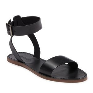 Madewell Black Leather Ankle Strp Boardwalk Sandal